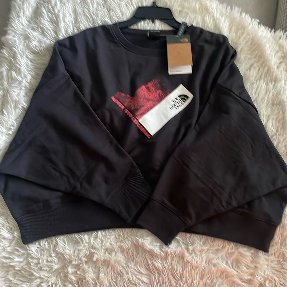 The north face women cozy fleece sweater black xxl oversized pullover new